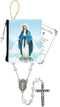 Rosary Miraculous Medal - with White Pearl Miraculous Medal Rosary Beads, Our Lady of Grace Full Color Zippered Pouch, Lord's Prayer Card | Our La...