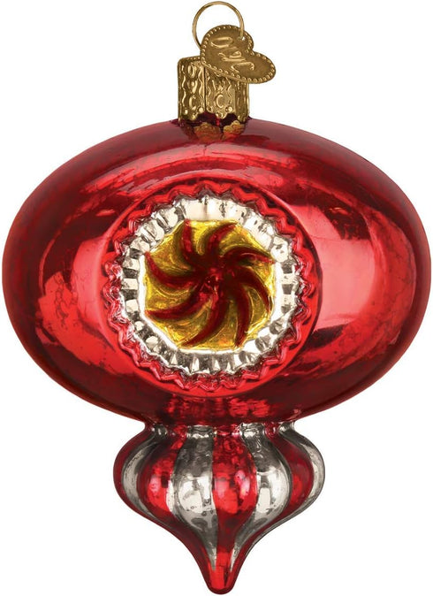 Old World Christmas Red Peppermint Reflection Glass Blown Ornaments for Christmas Tree...