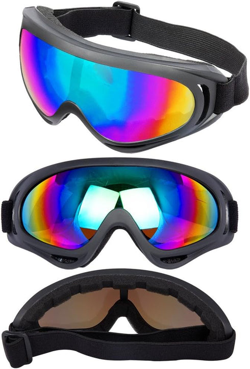 Motorcycle Goggles - Glasses Set of 2 - Dirt Bike ATV Motocross Anti-UV Adjustable Riding Offroad Protective Combat Tactical Military Goggles for ...