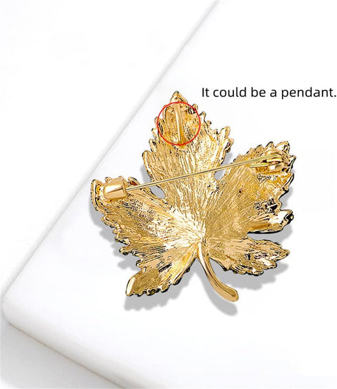 Rhinestone Big Maple Leaf Brooch Pin for Women Men Fashion Crystal Delicate Wedding Fall Party Brooches Lapel Pins Elegant Dress Accessories Jewel...
