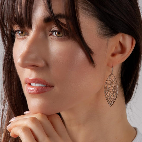 Humble Chic Boho Leaf Dangle Earrings for Women - Gold or Silver Tone Dangly Filigree Earrings - Lightweight Statement Earrings...