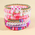 5-12Pcs Surfer Bead Bracelets Set Y2k Star Love Heart Charms Bracelets Vinyl Disc Heishi Colorful Clay Beaded Stretch Bracelet for Women Boho Summ...