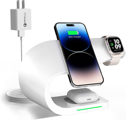 AMLINK 4 in 1 Wireless Charger, Magnetic Wireless Charging Station for iPhone 15/14/13/12/Pro/Max/Plus, Fast Charging Stand Dock for Apple Watch 8...