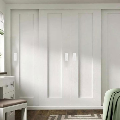 Self-Stick Rectangular Sliding Door Pulls, 2pcs Aluminum Alloy Hidden Recessed Pull Handle for Sliding Barn Door, Closet,Cabinet,Drawers (White, 1...