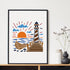 Lighthouse Stencils 11.8 x 11.8 Inch Sea Ocean Nautical Sailboat Stencils Reusable PET Summer Clouds Sun SeagullsStencils for Painting on Walls, A...