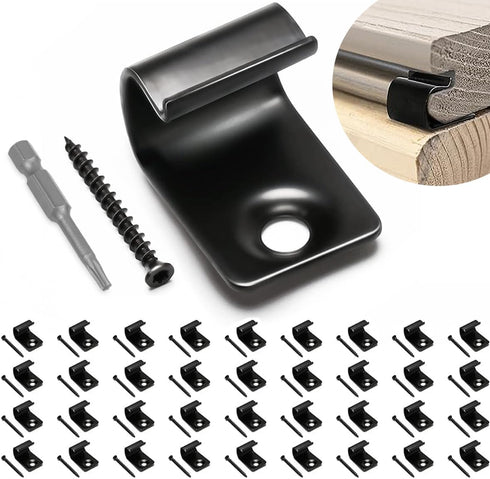 LukLoy Stainless Steel Starter Clips for Decking, 36 Pack for 400 SQ.FT Black Deck Clips of Decking Board, Universal Starter Decking Clips Hidden ...