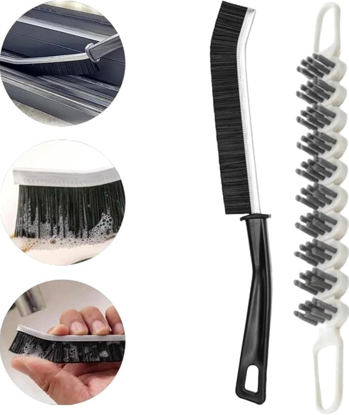 J's 2pc Hard Crevice Cleaning Bristle Brush Bendable Gap Brush, Cepillos para limpiar Banos, Cleaning Tool for Bathroom, Household, and Kitchen, F...