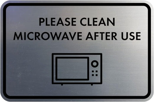 Classic Framed Please Clean Microwave After Use Sign (Brushed Silver) - Small...
