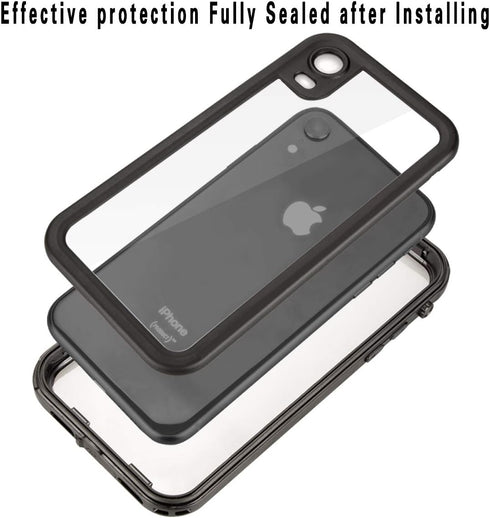 Compatible with Apple iPhone XR Case, Full-Body Protective Waterproof Case, Shockproof Snowproof Clear Cover for iPhone XR (6.1 Inch,Black)...