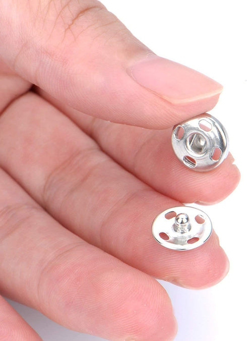 Kenkio 120 Sets Sew-on Snap Buttons Metal Snaps Fasteners Press Studs Buttons for Sewing, 8 mm and 10 mm,Black and Silver...