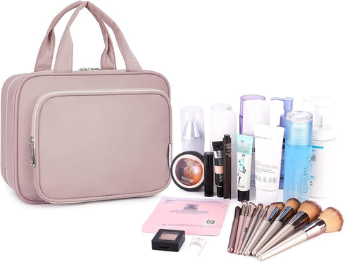 Narwey Hanging Toiletry Bag for Women Travel Makeup Bag Organizer Toiletries Bag for Travel Size Essentials Accessories Cosmetics (Dusty Rose (Med...