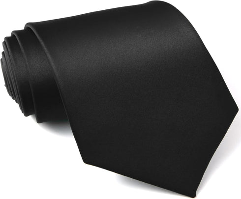 Black Ties For Men Solid Color Formal Neckties 3.75''(9.5CM) XL Tie Big Ties For Men...
