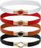 4 Pcs Women Retro Waist Belt Metal Buckle Skinny Stretchy Waist Belt for Dress (Black + Red + White + Khaki...