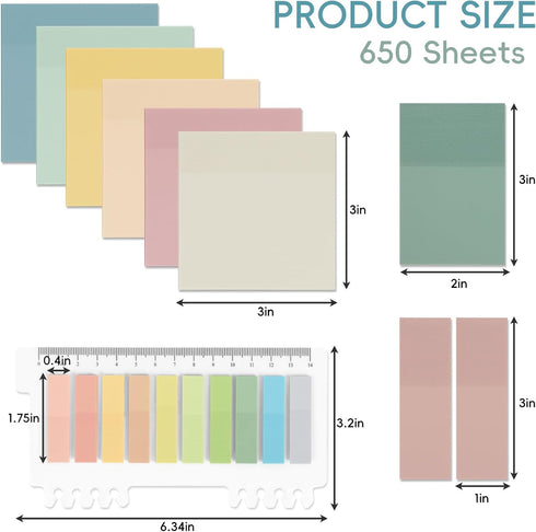 EOOUT 650 Sheets Transparent Sticky Notes, 11 Pack Bible Study Supplies 19 Colors Clear Self-Sticky Notes, Office & School Study Supplies...