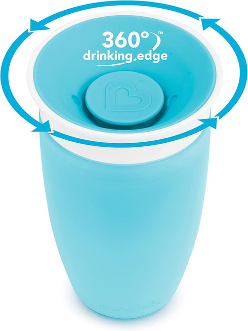 Munchkin Sippy Cups for Toddlers 1-3, Spill Proof Miracle 360 Cup, 10 Ounce, 2 Pack, Blue/Purple...