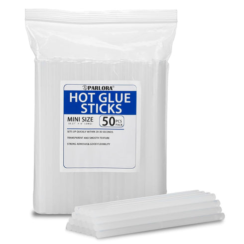 Hot Glue Sticks, Mini Size, 6" Long x .27" Diameter, 50 Count, Clear, for Kids Adults DIY Art Craft Gluing Repairing Sealing Festival Home Decorat...