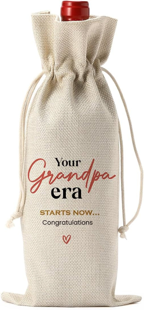 Funny Grandpa Baby Announcement Wine Bag, Pregnancy Baby Announcement Gifts for Grandpa Wine Bags, Grandpa Gifts for Men, Your Grandpa Era Starts ...