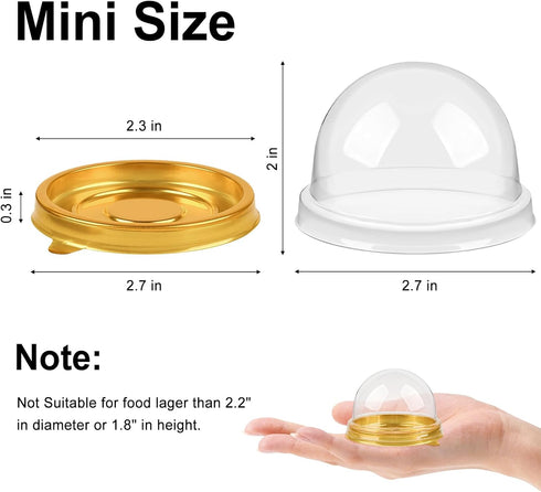 Zezzxu 50 Pack Mini Cake Containers, Clear Plastic Small Cupcake Boxes with Dome Lids for Individual Chocolate Covered Cookies, Strawberry, Moonca...