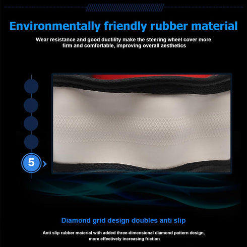 Car Steering Wheel Cover, Non-Slip & Breathable Leather Steering Wheel Protector Cover with Great Grip, Sporty Style for Men and Women, Universal ...