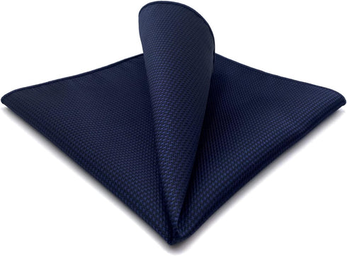 S&W SHLAX&WING Silk Ties for Men Neckties Pack Navy Dark Blue Solid Matching Pocket Square...