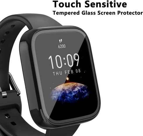 Screen Protector for Amazfit Bip 3/Bip 3 Pro Smartwatch, 2-Pack Hard PC Bumper Full Face Cover Protective Case Accessories for Amazfit Bip 3/Bip 3...