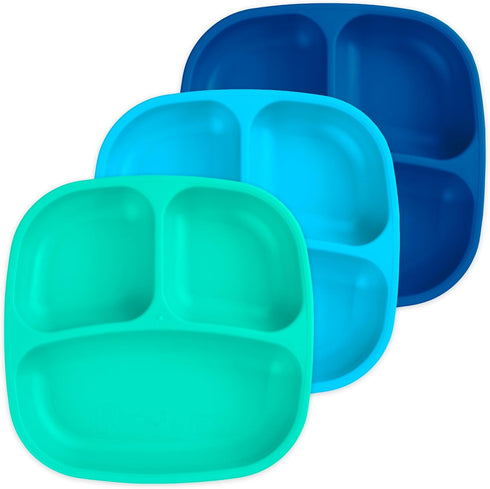 Re-Play Toddler Plates with Dividers - Deep-Walled 3 Compartments Divided Plates for Kids - Dishwasher & Microwave Safe - Made in USA - Set of 3-7...