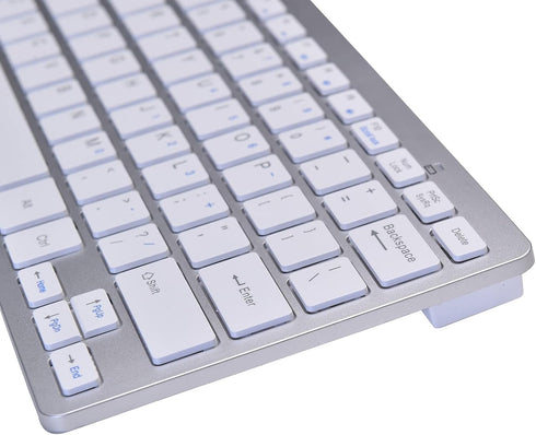 2021 Upgraded PC Computer Laptop Mini USB Wired Keyboard for Mac and Windows 78 Scissor keys Small Super Thin Compact Multimedia Keyboard (Silver)...