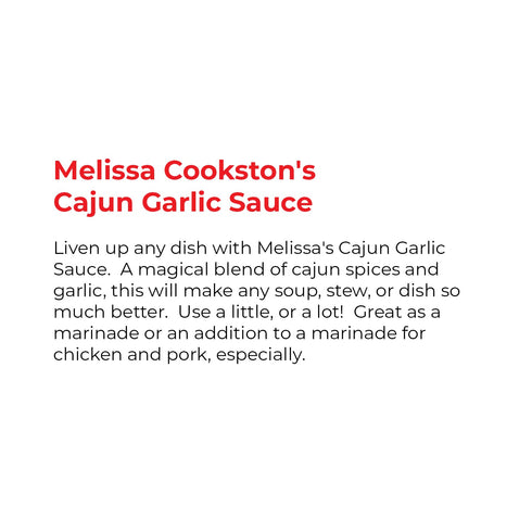Melissa Cookston Cajun Garlic Sauce, Versatile Spicy Sauce for Marinating & BBQ, 8 FL Oz....
