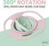 2-in-1 Gyro Bowl Set: Peach & Light Green - Baby Magic Bowl with 360° Rotations for Toddlers (1-3 Years) - Spill-Resistant Design, Includes Lid fo...