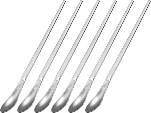 uxcell Set of 6 Long Handle Spoon, 10-Inch Stainless Steel Ice Cream Spoon Cocktail Stirring Spoons Coffee Spoons for Mixing, Beverage, Coffee (Si...