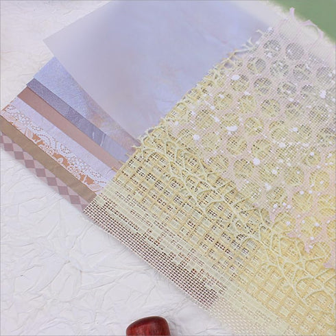 45Pcs Handmade Scrapbook Paper Set, Craft Textured Paper Sheet 7.1x5.2 Inches Mix Mesh Fabric Morandi Special Paper for Scrapbooking, Junk Journal...