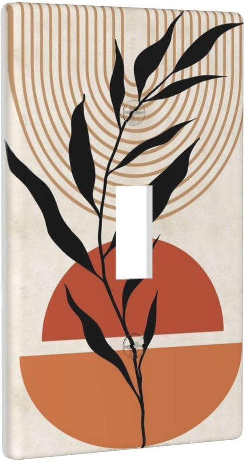 Boho Modern Leaves Single Toggle Light Switch Plate Decorative Electrical Wall Plates, 1 Gang Light Switch Cover Plate 2.75" X 4.5" For Kitchen Be...