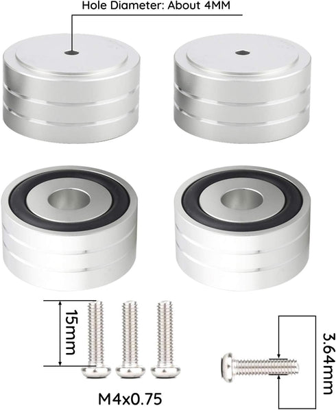 Audiocrast 4X Silver HiFi Speaker Isolation Feet Pad, Aluminum 40x20mm Audio Stand Feet Amplifier Shock Absorber Non-Slip Hi-End Vibration Dampene...