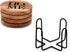 Coaster Iron & Acacia Wood Coasters for Drinks with Iron Holder Stand for Countertop and Surfaces from Water Marks or Damage (4" x 4" x 0.5")...