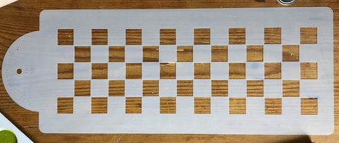 Designer Stencils C721 Checkerboard Cake Stencil Side, Beige/Semi-Transparent...