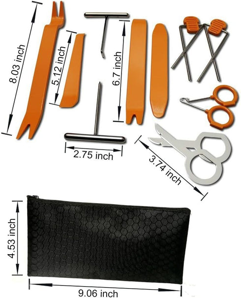Auto Door Dash Panel Audio Trim Molding Install Removal Tool Kit with FREE Tool Bag 13 Pack, No-Scratch Car Body Radio Interior Upholstery Repair ...