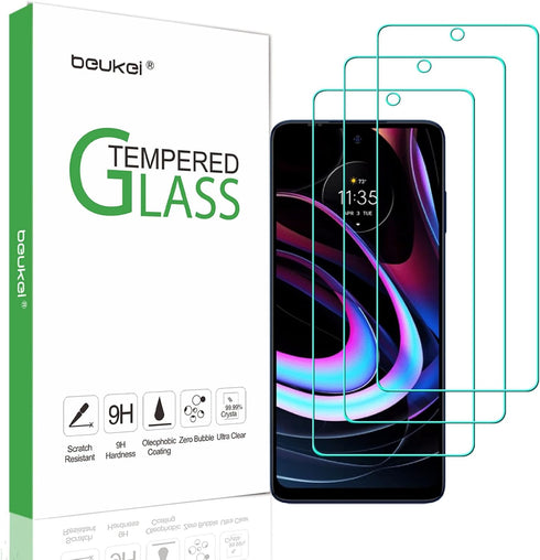 beukei (3 Pack) Screen Protector Compatible for Motorola Moto Edge 2021 / Motorola Edge 5G UW (6.8" Display, 2021) Screen Protector Tempered Glass...