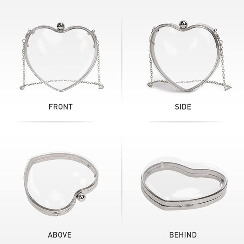 Acrylic Heart Clutch Bag Mini Clear Evening Handbag with Detechable Chain for Women...