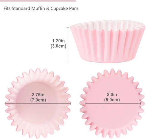 Caperci Grease-Resistant Standard Pink Cupcake Liners 150 Counts - Heavy Duty Paper Muffin Baking Cups, Odorless, No Muffin Pan Needed, Easily Pee...