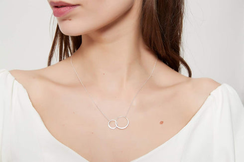 Godmother Gifts from Godson - Sterling Silver Two Interlocking Infinity Double Circles Godmother Necklace Jewelry -Godmother Mothers Day Gift Birt...