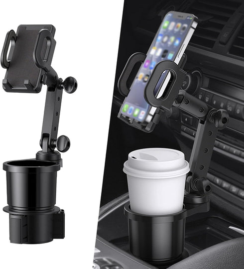 Ajxn 1 PC Car Cup Holder Phone Mount, Universal Adjustable Cup Holder Cradle, Universal Auto Cell Phone Stand, 2-in-1 Car Cup Phone Holder, for Mo...