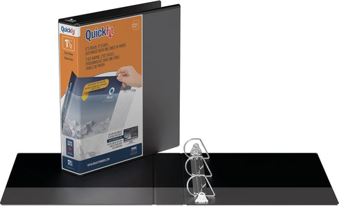 QuickFit View Binder, 3-Ring Binder, Angle D Ring, 1.5 Inch, Black...