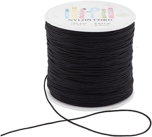 PH PandaHall 100 Yards 0.8mm Nylon Beading String Wind Chime Cord Replacement Nylon Thread for Bracelet Chinese Knotting Cord Black Kumihimo Macra...