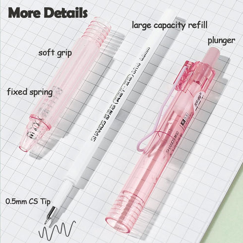 Retractable Gel Pens, 6 Pcs Quick Dry Black Ink Pens, 0.5mm Fine Point Smooth Writing Pens with Soft Silicone Grip, Cute Office School Supplies Gi...