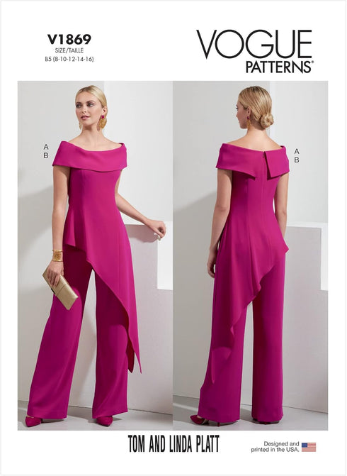 Vogue Misses' Petite Top and Wide Leg Pants Sewing Pattern Kit, Code V1869, Sizes 16-18-20-22-24, Multicolor...