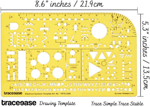 Traceease Electrical Drafting Electrical Symbols Template Drawing Stencil,Designing Template Measuring Ruler...
