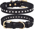 Pet Collar, Bling Rhinestone Leather Collar Adjustable Puppy Collar for Small Medium Dog (XS, Black)...