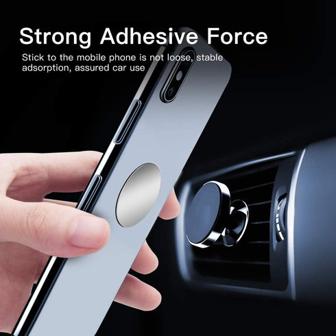 SALEX Replacement Metal Plates Set for Magnetic Car Mount, Wall, Phone Holder. 8 Large Silver Iron Discs Without Holes for Magnets. 3M Adhesive Th...