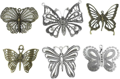 Assorted Butterfly Charm Pendant Connector for DIY Jewelry Making Findings(21pcs,Big Size)...