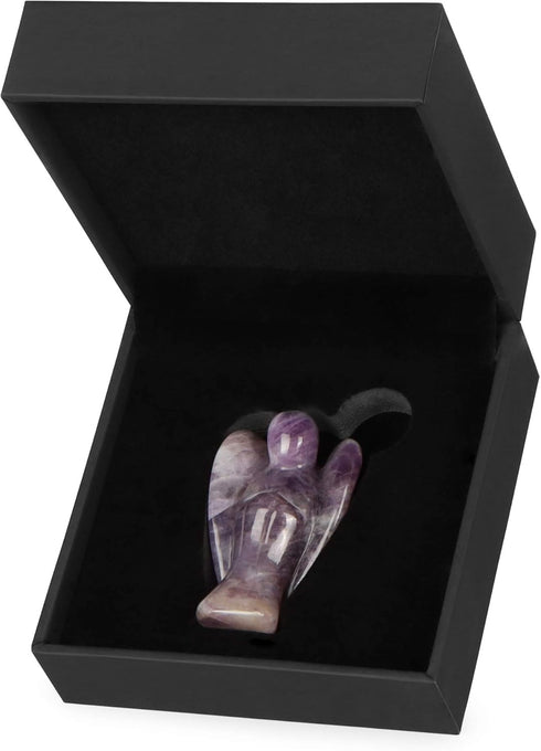 Artistone Amethyst Crystal Angel Statues and Figurines Carved Gem Pocket Purple Guardian Angel Healing Stone Gifts for Women or Home,Office Decor...